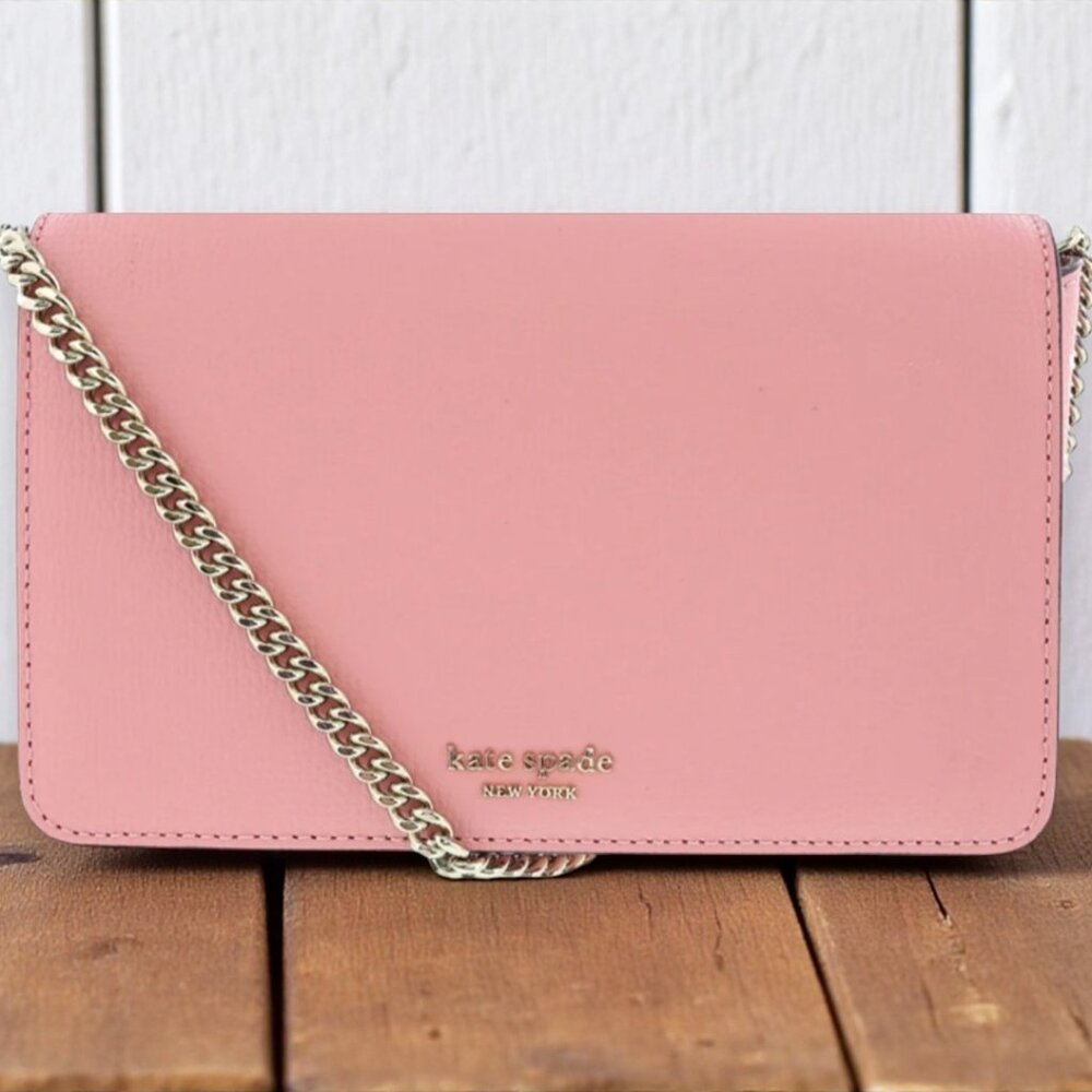 Kate Spade Sylvia Chain Wallet Crossbody "Rococo Pink" - Picture 1 of 13